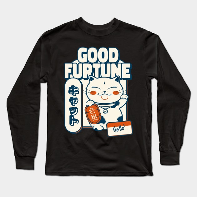 Good Furtune - Cat Lover CNYE Design Long Sleeve T-Shirt by Stumbling Designs